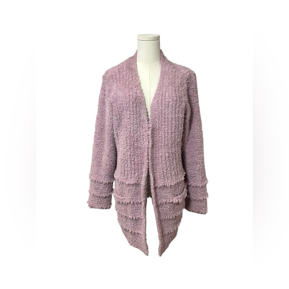 Barefoot Dreams CozyChic Plush Boardwalk Cardigan Mauve Purple Size Large - Picture 13 of 13